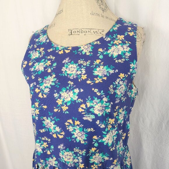 Vintage Laura Ashley Dress 10 Large Purple Floral Midi - Picture 2 of 13